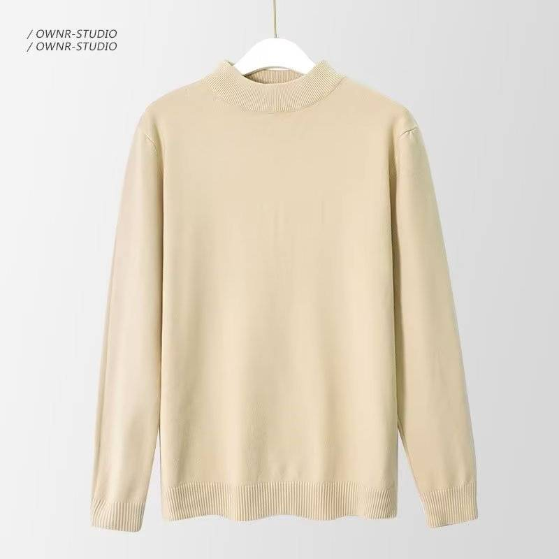 Herrenbekleidung Halbrollkragenpullover Herren Herbst Winter Halbrollkragenpullover Slim Fit Strickpullover Lässiges warmes Langarmoberteil_voghion.com