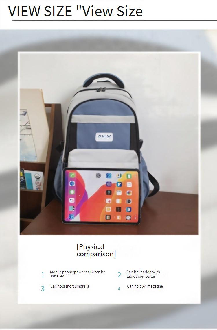 Plecak GUIYU o dużej pojemności dla uczniów szkół średnich i studentów, lekki nylonowy plecak z kolorowym wzorem blokowym, oddychające, wyściełane paski_voghion.com