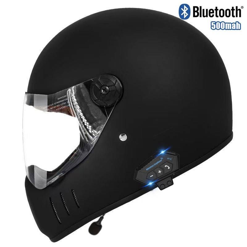 3C-Certified Retro Full-Face Motorcycle Helmet With Bluetooth – Classic Cruiser Helmet For Men & Women (Matte Black, Gloss Black, Titanium Grey)_voghion.com