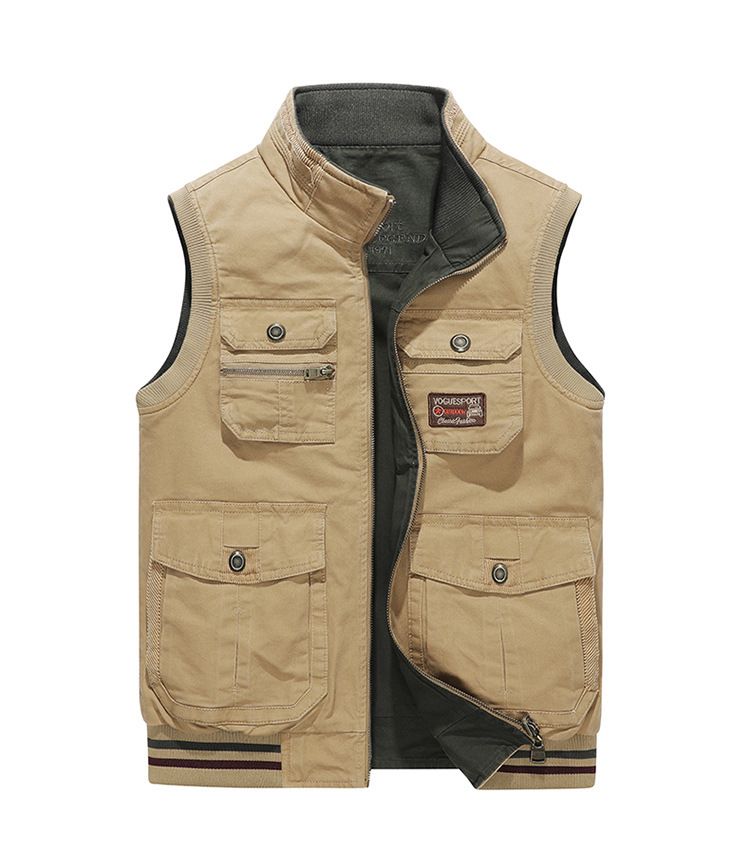 Plus Größe L-9XL Herbst Weste Männer Doppel Seiten Tragen Weste Männer Casual Baumwolle Stehen Kragen Ärmellose Jacke Männer Angeln Weste_voghion.com