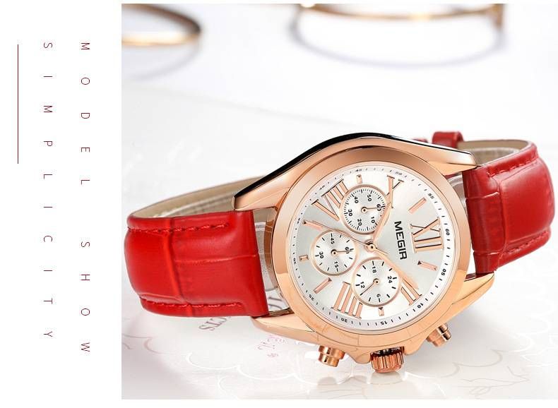 Elegante orologio al quarzo da donna – Orologio alla moda con cinturino in vera pelle da 37 mm e dettagli decorativi (opzioni bianco/oro rosa)_voghion.com