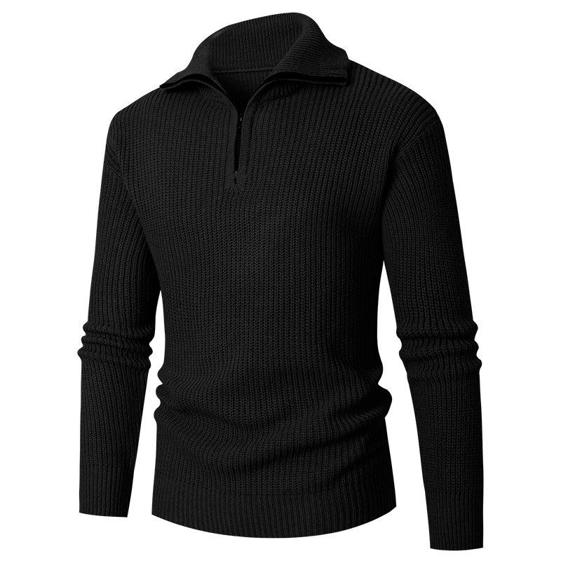 Maglione da uomo autunno inverno nuovo slim fit base colletto rovesciato mezza cerniera maglia maglia tinta unita_voghion.com