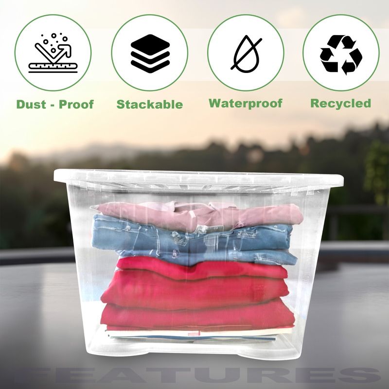 80L Wham Clear Plastic Storage Boxes With Lids Home Office Kitchen Stackable_voghion.com