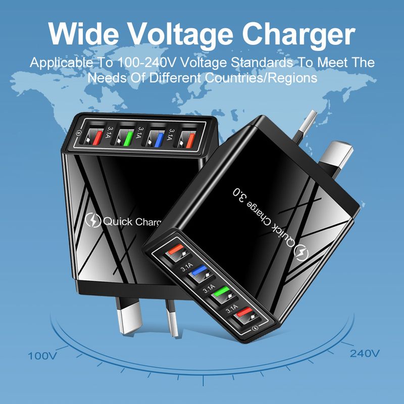 Φορτιστής κινητού τηλεφώνου Music Festival AU 4USB 3.1A Κεφαλή φόρτισης πολλαπλών θυρών Βρετανικό, Αυστραλιανό, Κορεατικό, Ινδικό Πρότυπο_voghion.com