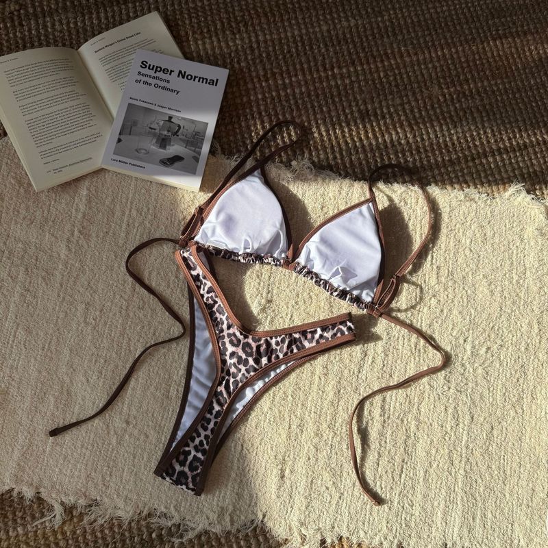 Bikini-Set mit Leopardenmuster – Sexy Triangel-Bademode mit seitlicher Schnürung für Damen_voghion.com