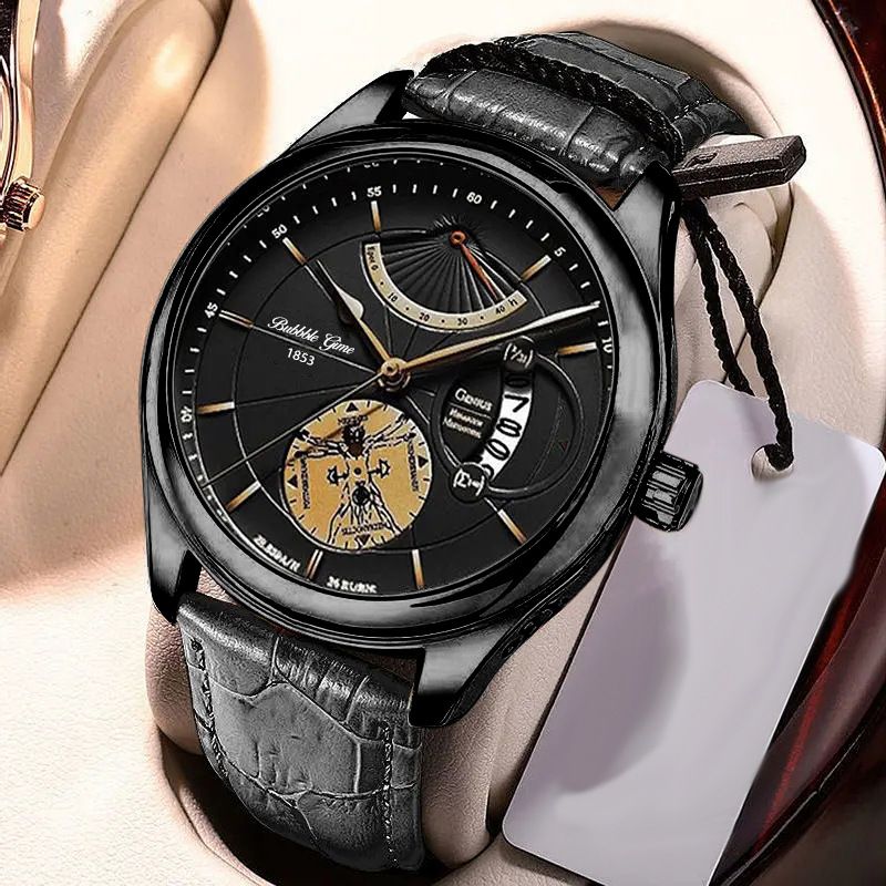 Uhren Herren Sport Chronograph Design Quarz Armbanduhr Wasserdicht Datum Leder Uhr Luxus Herrenuhr Mann Mit Geschenkbox_voghion.com