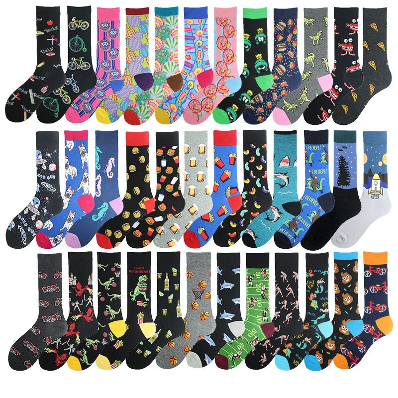 Eksplosiv til mænd og kvinder Harajuku modetrend Kreativ sjov Unisex bomuld mellemlange sokker_voghion.com