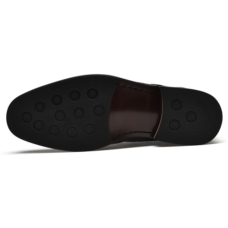 Suitable For All Seasons Thick-Soled Height-Increasing Shallow Mouth Polished Formal Suit Men's Embossed Woven Leather Shoes Office Autumn Men_voghion.com