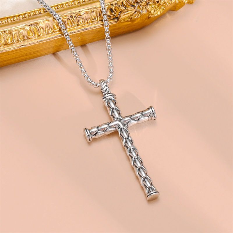 Collar con brújula cruzada de acero de titanio para hombre, accesorios de hip hop_voghion.com