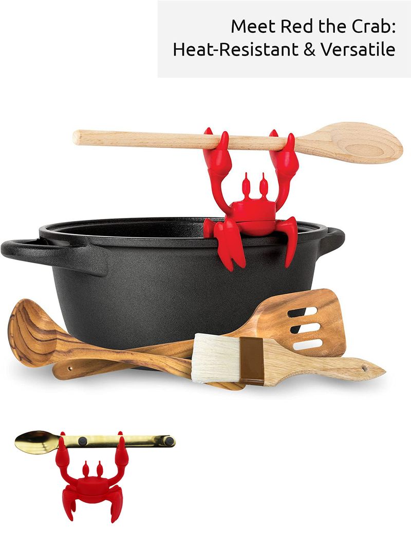 Red Crab Silikon-Besteckhalter, Herd-Silikon-Löffelhalter, hitzebeständiger Halter, rutschfester Löffelhalter, Herd-Dampfablass_voghion.com