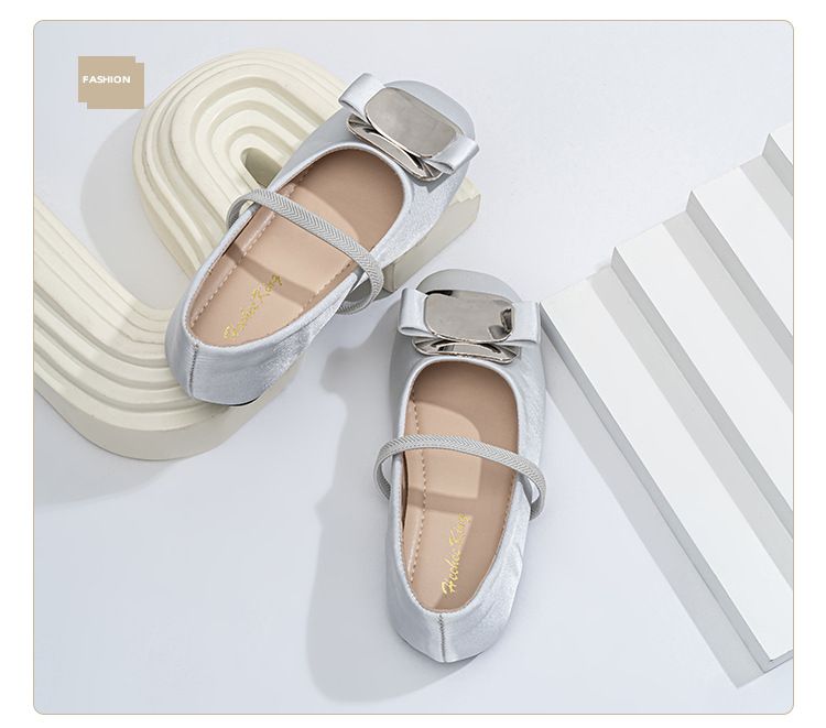 Kinderschuhe, flache Sohle, rosa Ballettschuhe, Satin, Retro-Performance, Mary Jane, quadratische Zehenpartie, weiche Sohle, ein Riemen, Mädchenschuhe_voghion.com