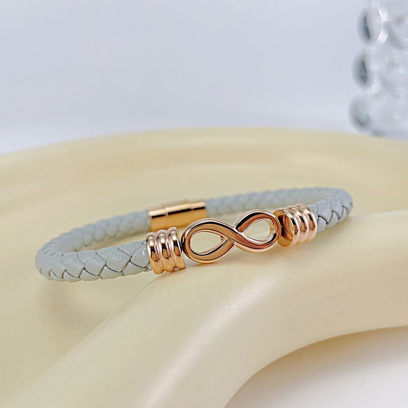 Fonte Classico Simbolo Infinito Fatto a Mano Corda Intrecciata Unico Stile Punk Braccialetto In Pelle Per Uomo_voghion.com