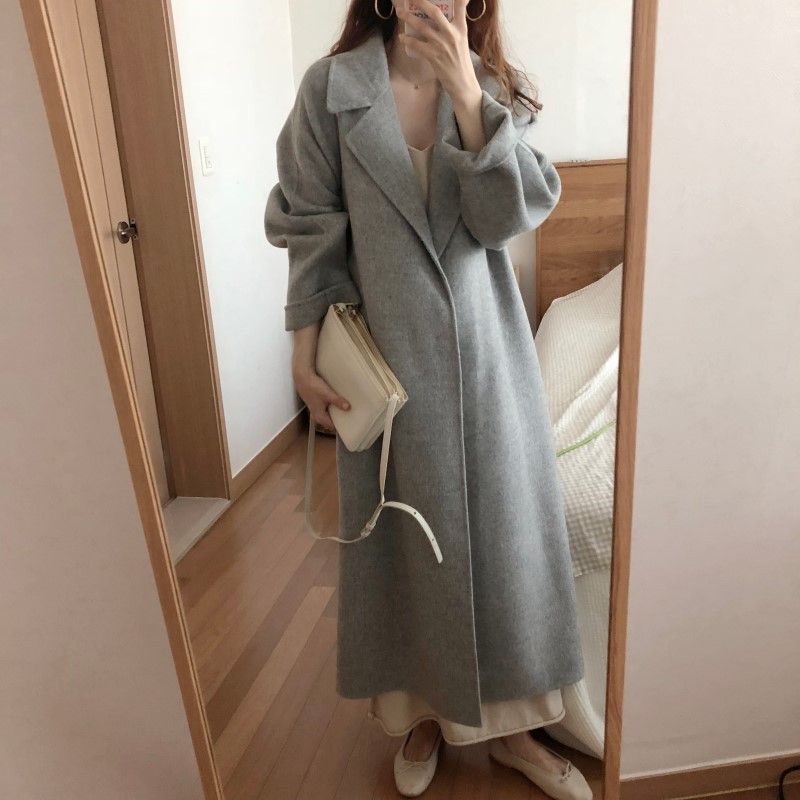 Women's Clothing ins French elegant retro temperament handmade cashmere wool coat long wool coat female_voghion.com