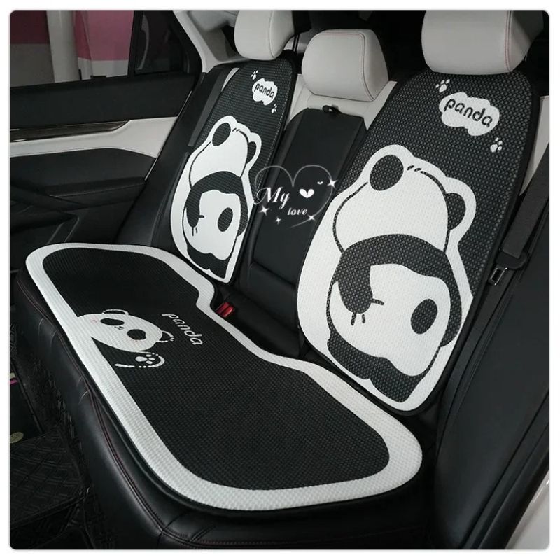 Cartoon Protector Universele 5-zits IJs Zijden Kussen Leuke Accessoires Panda Autostoelhoezen Complete Set_voghion.com