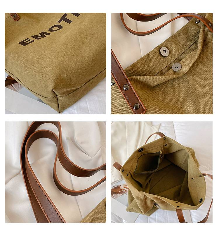 Casual canvas tas met grote capaciteit voor dames, nieuwe stijlvolle en veelzijdige handtas en schoudertas in Koreaanse stijl._voghion.com