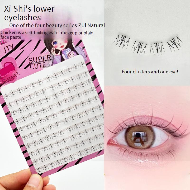 Kunstripsmed Neli kaunitari alumised ripsmed 10 rida alumisi ripsmeid Naturaalne simulatsioon Ühe klastri laisad kunstripsmed_voghion.com