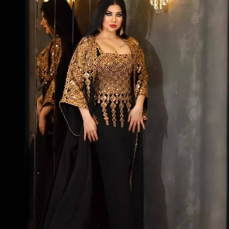Naisterõivad Moslemi Abaya Naiste litritega kleit ülikond Šifoonist kaheosaline kleit Cape Robe_voghion.com