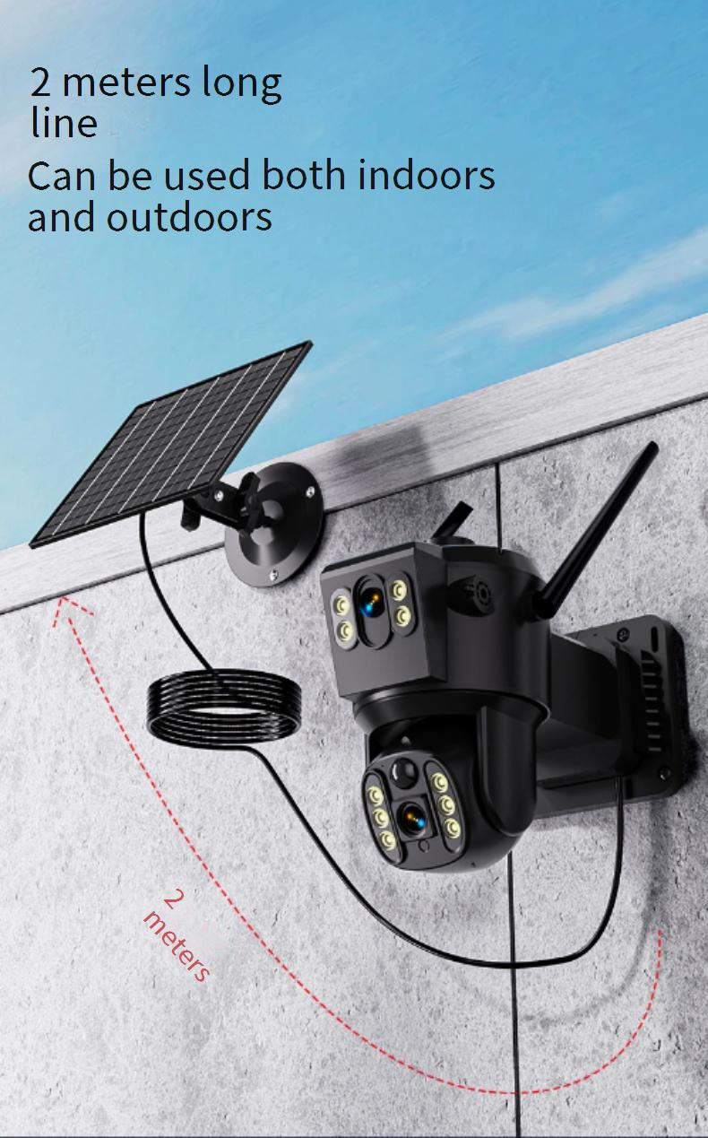 Solar-Powered Night Vision Security Camera - 1080P HD With 2m Extension Cable (Wireless IP65 Weatherproof Motion Detection SD Card Storage)_voghion.com