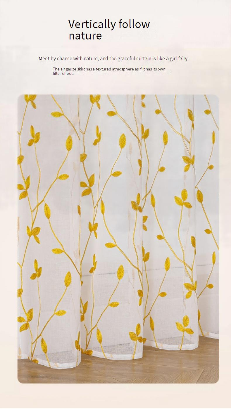Floral Sheer Curtains - Semi-Sheer & Light Filtering (Embroidered Boho Style For Living Room & Bedroom, Ready-to-Hang Window Drapes)_voghion.com