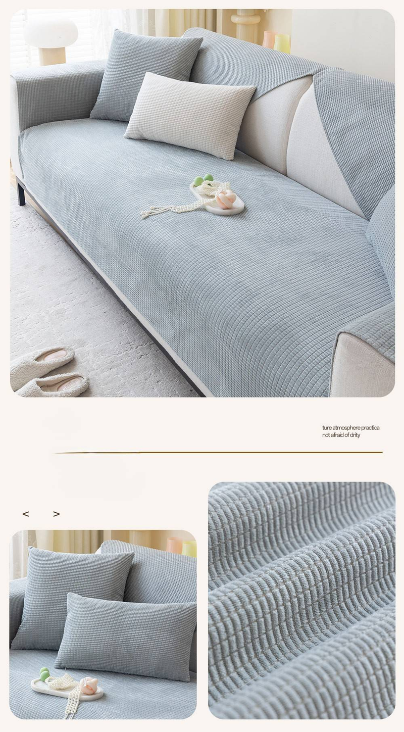 Waterproof Corn Grain Sofa Cushion 2025 New Four Seasons Universal Anti Slip Anti Cat Scratching Cushion Solid Color Sofa Cover_voghion.com
