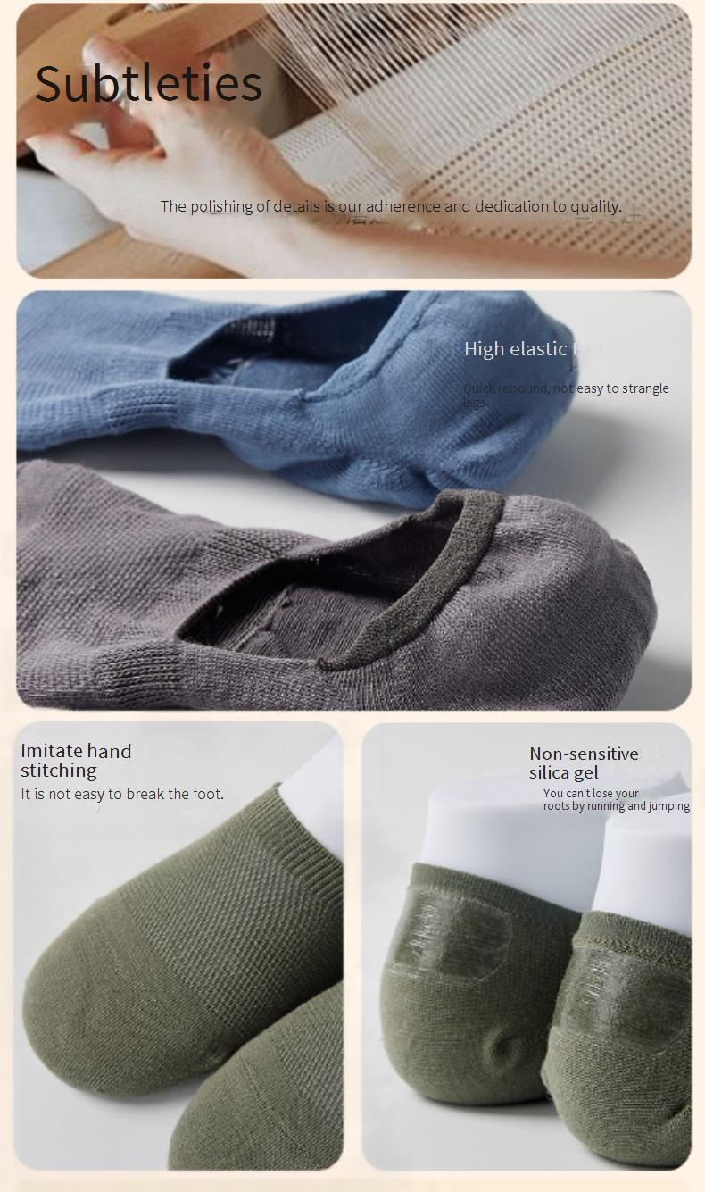 Men's Socks Summer Shallow Invisible Socks Thin Mesh Silicone Non Slip Men's Socks Solid Color Cotton Socks Boat Socks Men's Short Socks_voghion.com