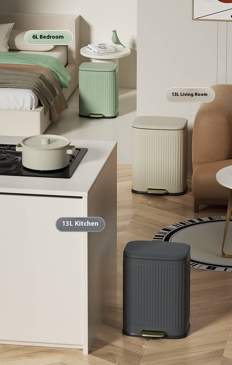Stainless Steel Step Trash Can With Lid – 12L/13L Square Design, Foot Pedal, Odor-Proof, Modern Colors For Kitchen, Bathroom & Office_voghion.com