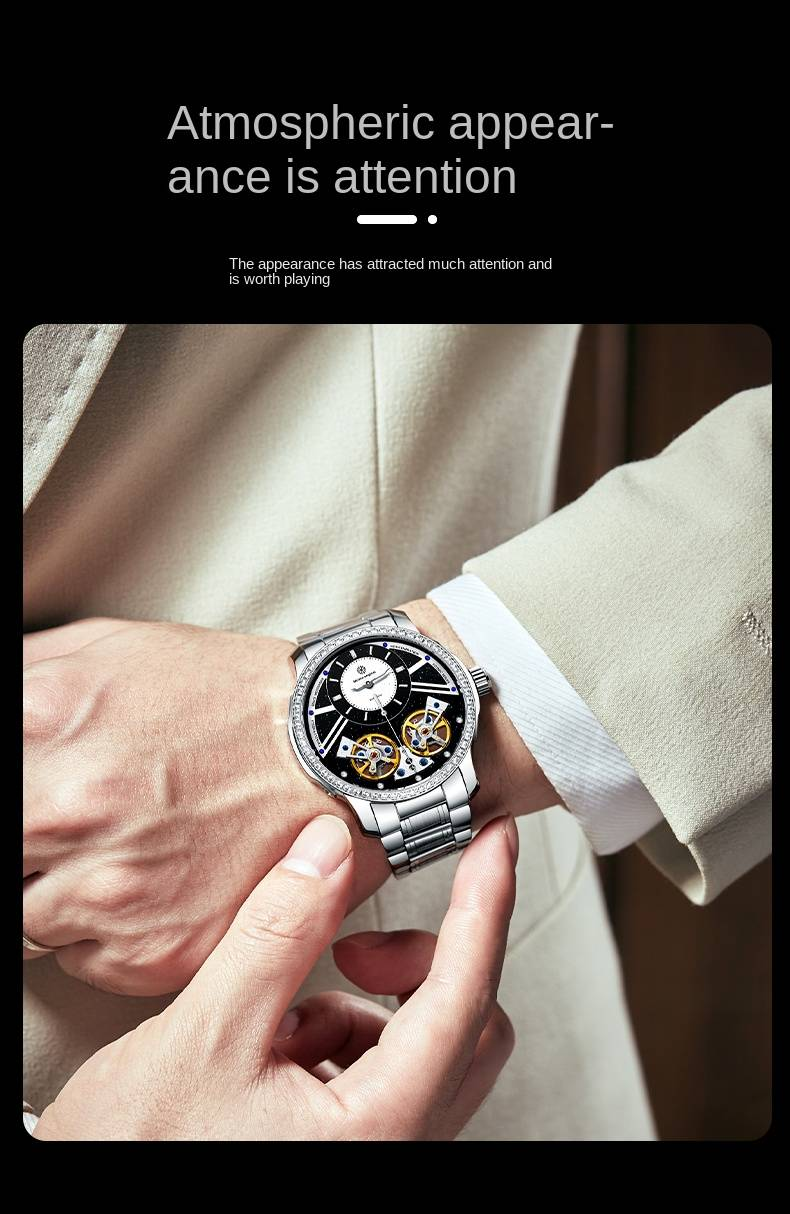 McLaro Infinite Universe 'Sirius': Men's High-End Mechanical Watch With Black Dial And Steel Bracelet For Casual Style_voghion.com