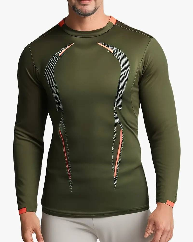 Camiseta de manga larga de entrenamiento de alto rendimiento para hombre: corte ajustado, transpirable y de secado rápido (negro, blanco, gris, azul marino, verde militar y rojo, tallas UE/EE. UU.: XS-XXL)_voghion.com