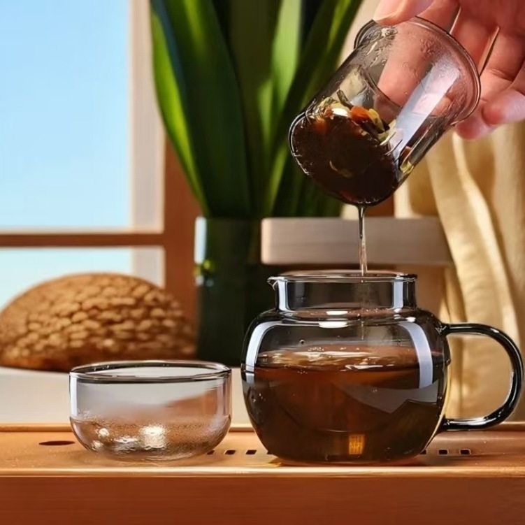 3-piece Set Of Thickened Glass Tea Cups With Lids, Round And Fun Tea Cups, Heat-resistant High Borosilicate Glass Flower Tea Office Cups_voghion.com