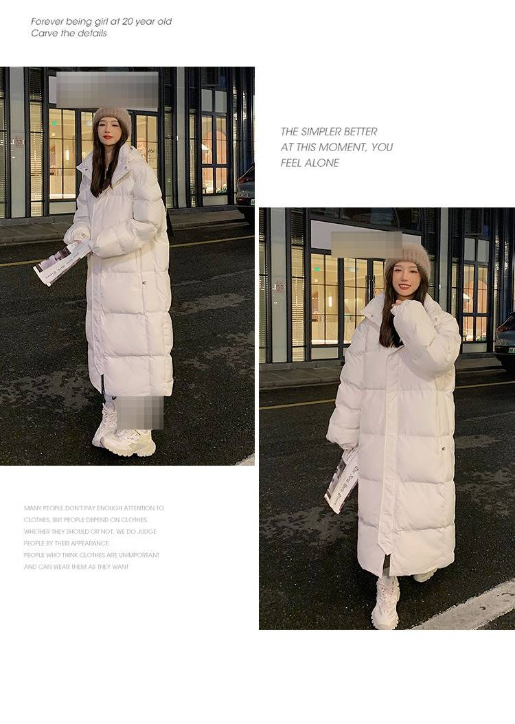 Women's Extra-Long Winter Coat, Knee-Length Padded Jacket With High Collar, Oversized Fit, Zipper Closure, Warm Polyester Fiber Fill For Casual_voghion.com