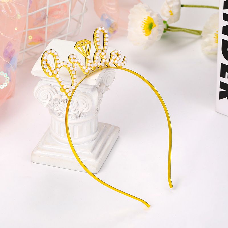 Geburtstagsparty eingelegte Perlenbuchstaben Braut zu sein Stirnband Braut Kopfschmuck Krone Zubehör_voghion.com