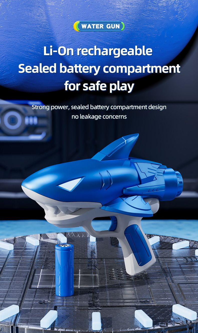 Shark elektriskā ūdens pistole bērniem - automātiska nepārtrauktas izsmidzināšanas pistole ar ūdens uzpildi vasaras spēlēm ārā (zēnu ūdens rotaļlieta)_voghion.com