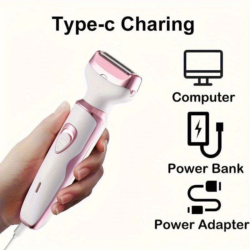 4-in-1 Electric Razor Women Rechargeable Painless Hair Trimmer For Face Nose Legs Underarm Bikini Portable Grooming Kit_voghion.com
