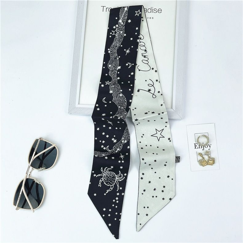 Frühling Herbst Mode Tarot Marke Zwölf Konstellationen Kleiner Schal für Frauen in Südkorea, Schmaler Langer Gestreifter Schal,_voghion.com