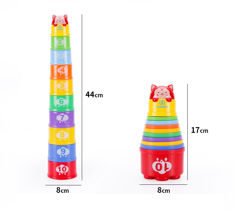 Klappbecher Regenbogenturm Baby Puzzle Früherziehung Babyset Ringbecher Klappmusikspielzeug_voghion.com