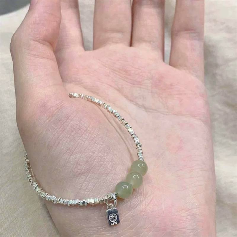 Braccialetti d'argento rotti e irregolari, nuovo marchio Incident, marchio Fu, perline trasferibili, nuovo stile nazionale cinese, design di nicchia retrò._voghion.com