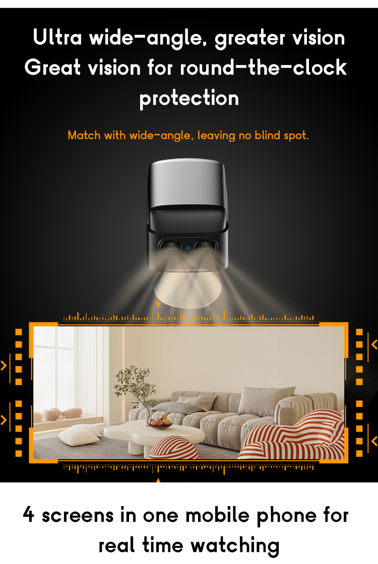 Home Indoor Dual Lens Security Camera Unplugged Wireless WiFi HD Night Vision Mini Camera Support Motion Detection, Two-way Voice Call_voghion.com
