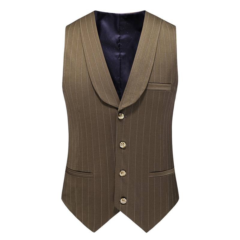 Men's Casual European And American Business Gentleman Striped Suit, Groom, Best Man, Host Three-piece Suit + Waistcoat + Long Pants_voghion.com