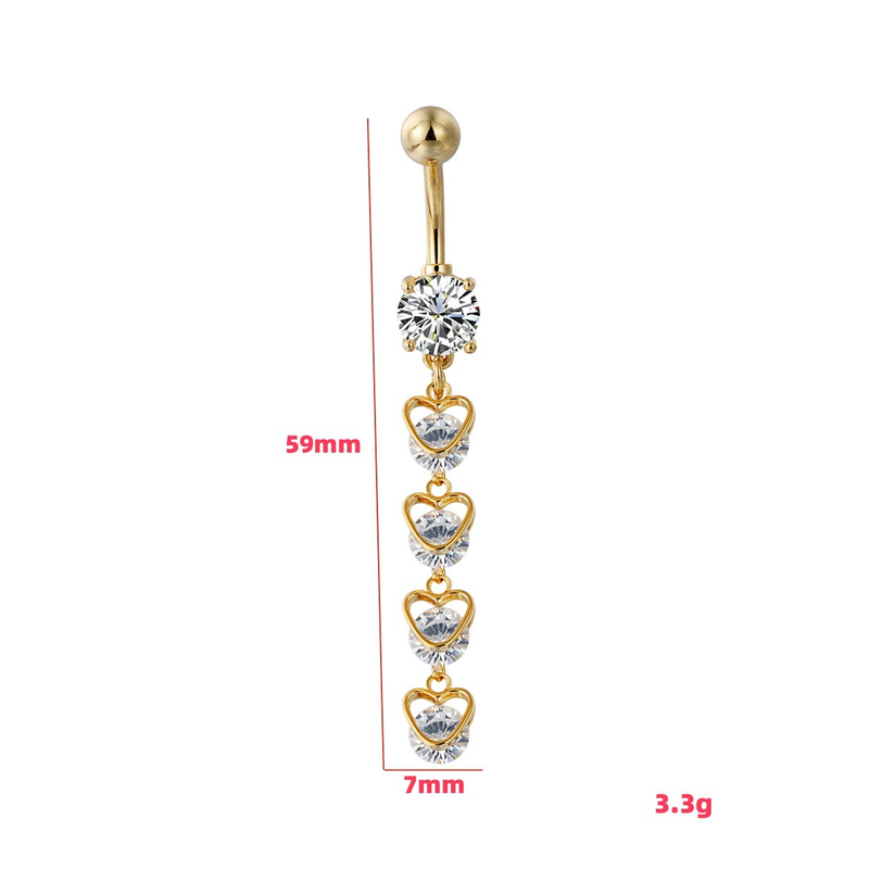 Piercing per ombelico in acciaio chirurgico 316L - Nappa a cuore pendente con zirconi cubici AAA (14G/16G, ipoallergenico, confezione regalo)_voghion.com