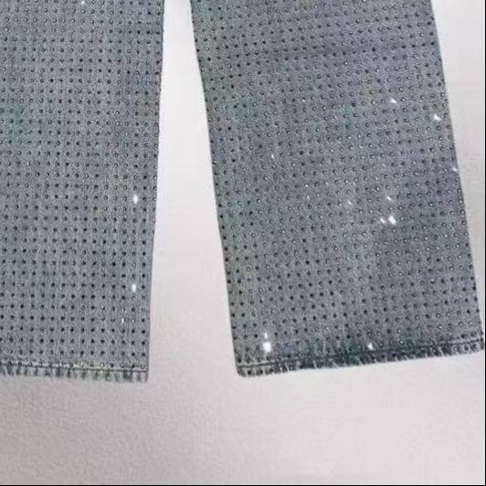 Pantaloni larghi da uomo in denim a rombi caldi e resistenti, nuovi pantaloni larghi e aderenti a vita alta_voghion.com