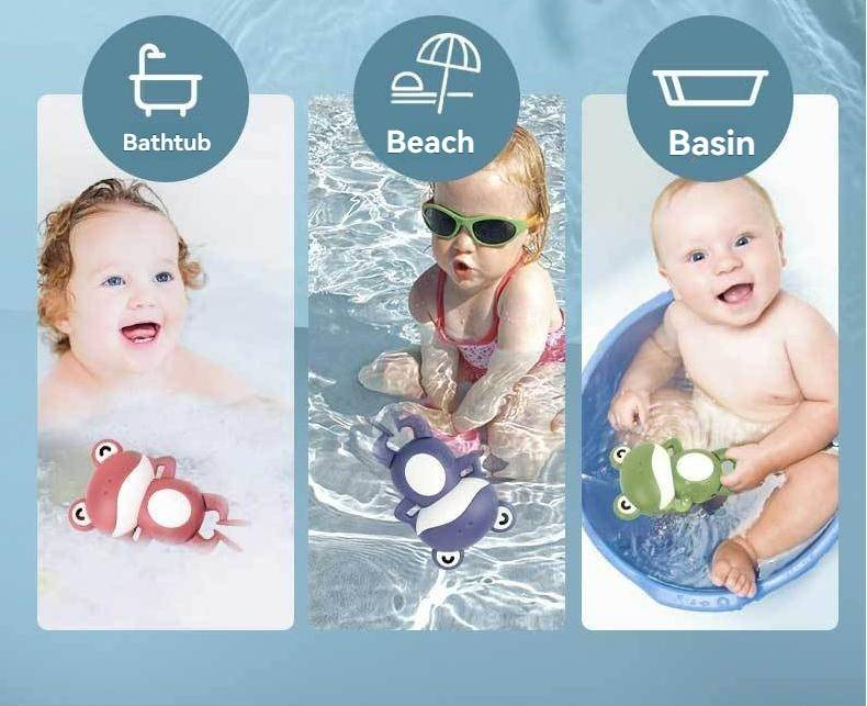 Divertimento per il bagnetto del bambino - Giocattolo acquatico a forma di rana a carica manuale_voghion.com