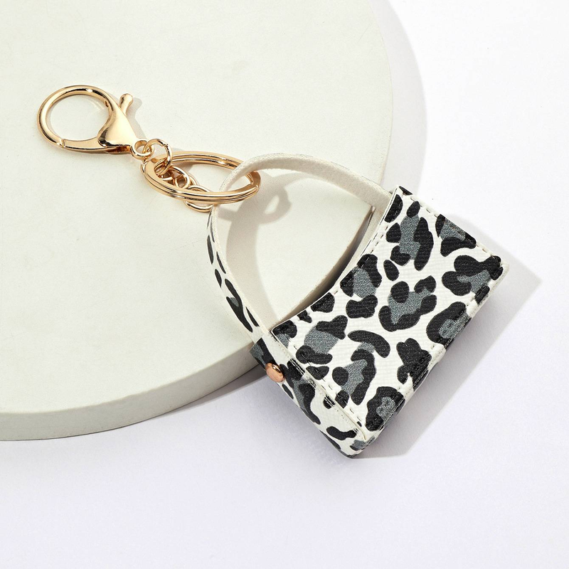 Porte-clés de sac incurvé imprimé léopard, petit porte-monnaie en cuir PU, pendentif transfrontalier pour sac de voiture, accessoires_voghion.com