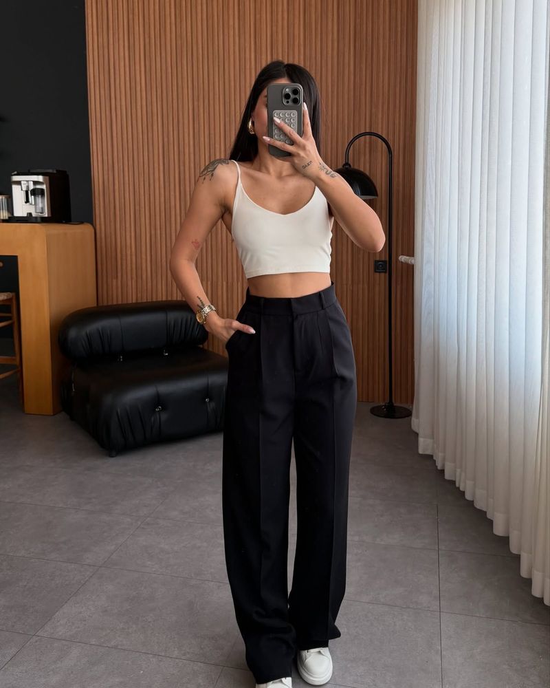 Pantalones cargo elegantes de tiro medio para mujer: cómodos pantalones rectos con un ajuste favorecedor, versátiles para uso informal y de trabajo._voghion.com