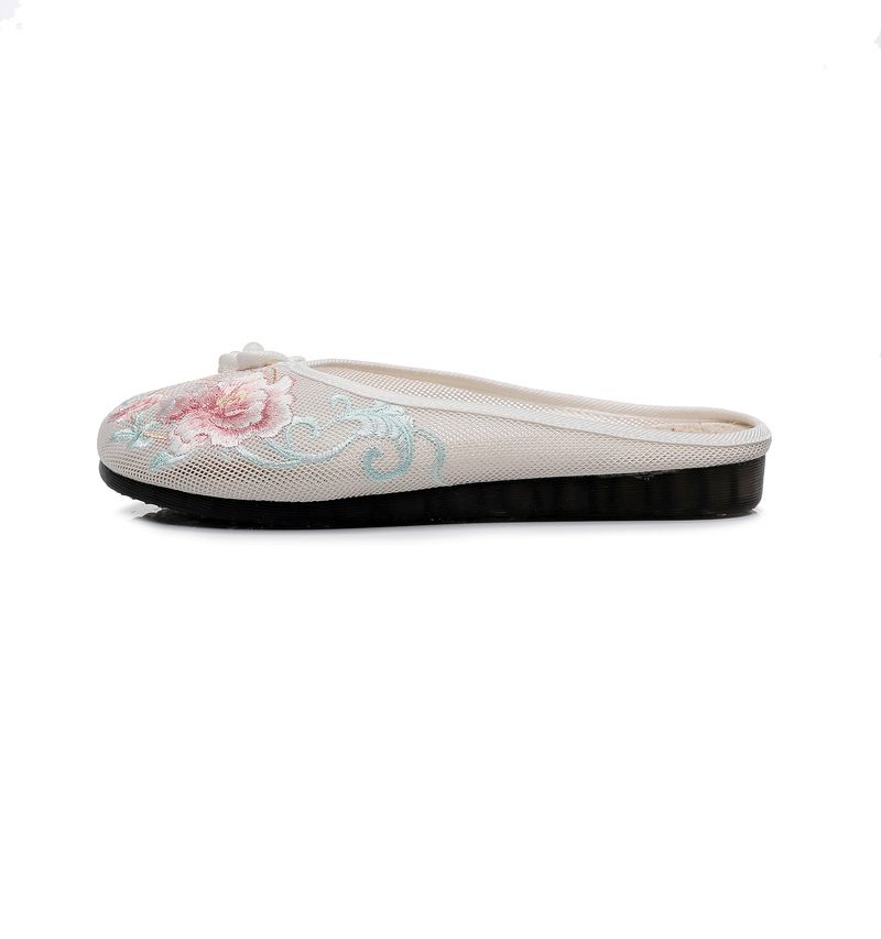 Solette in rete di lino, pantofole piatte ricamate, scarpe da donna 2025, sandali_voghion.com
