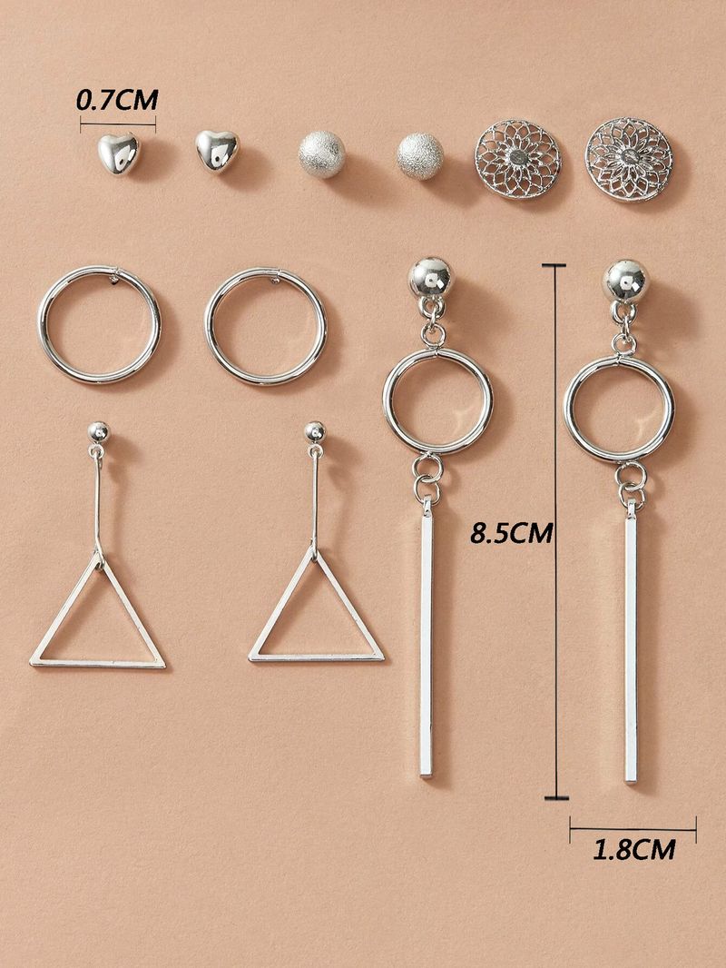 New earrings creative hollow pattern heart geometric tassel earrings set 6 pairs of earrings_voghion.com