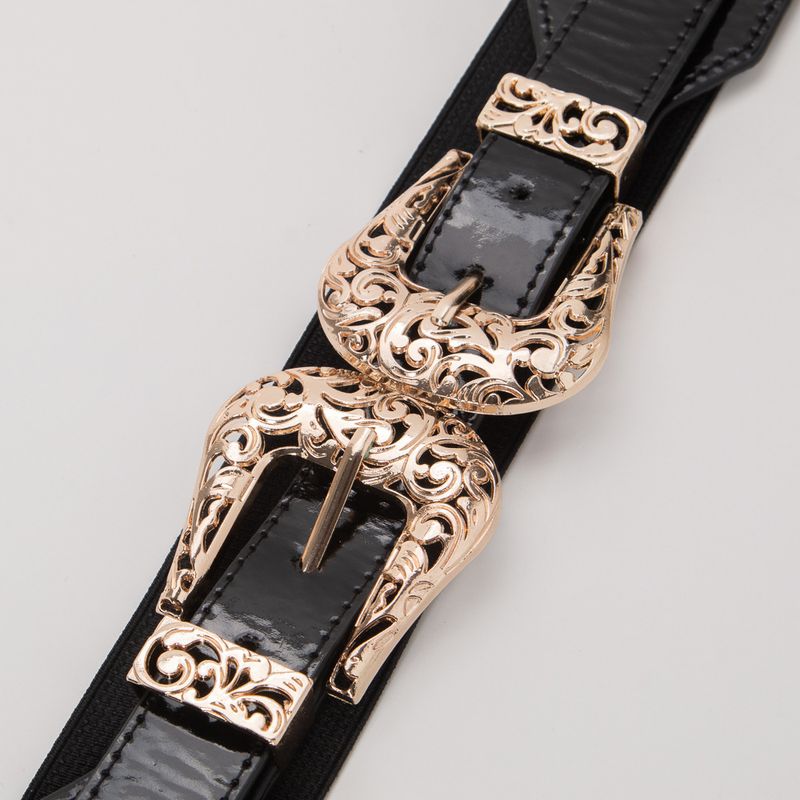 Cintura larga elastica regolabile con fibbia doppia, versatile, per le donne_voghion.com