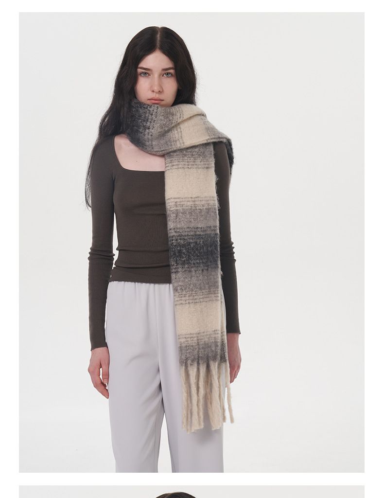 cachemire enfants hiver agrandissement élargissement 50cm blocage de couleur chaud et confortable plaid rayé gland_voghion.com