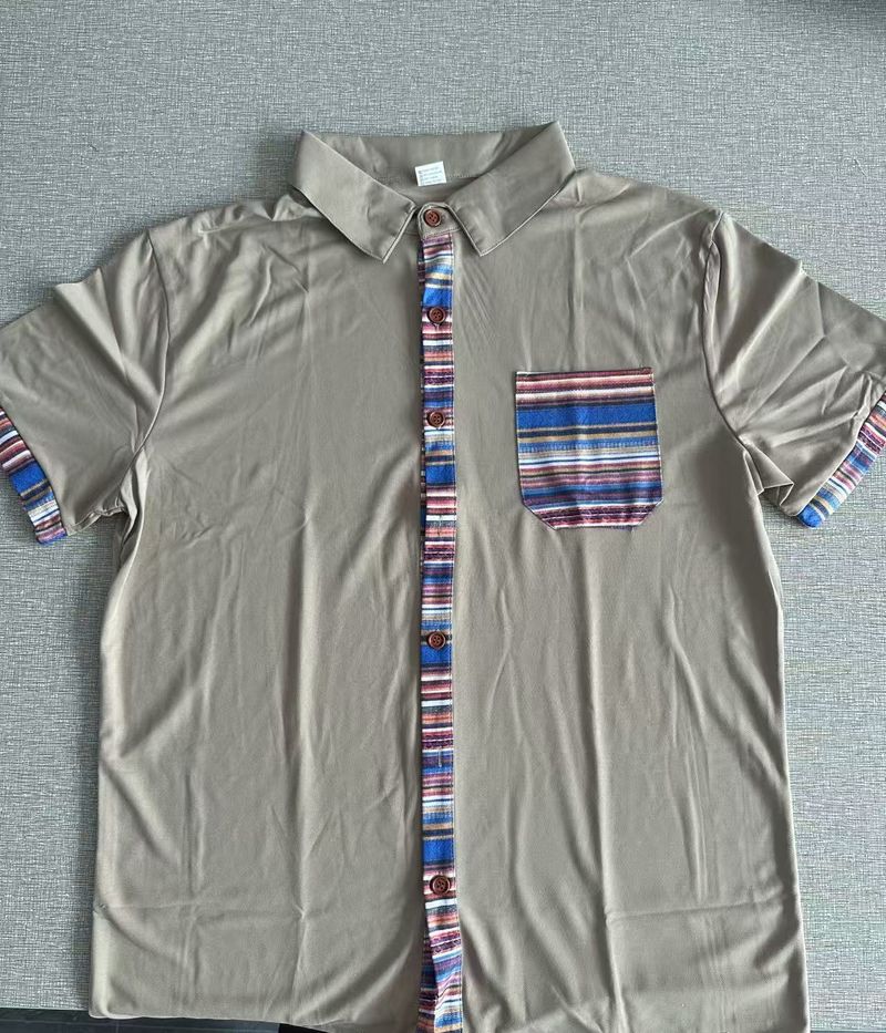 Men's Clothing TK New Summer Men's Loose Casual Light Luxury Bohemian Style Contrast Color Shirt Short Sleeved Cardigan_voghion.com