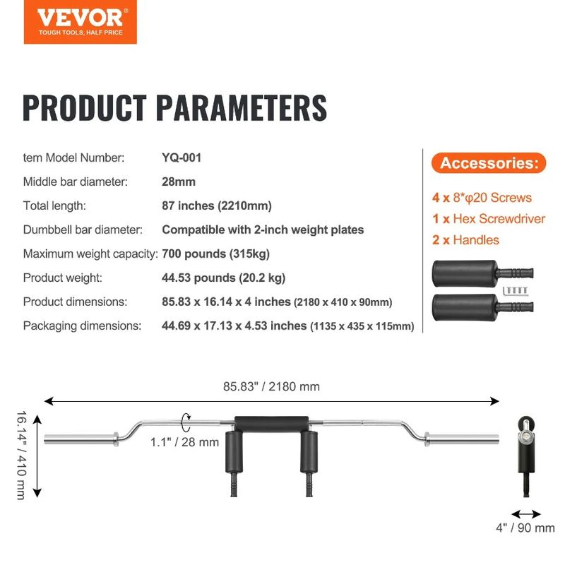 Pads, Bar Shoulder Bar, 700 Squat 28mm Bar, Safety LBS Fitness Attachment Weight And Squat Arm Squat Bar, Safety With Diameter_voghion.com