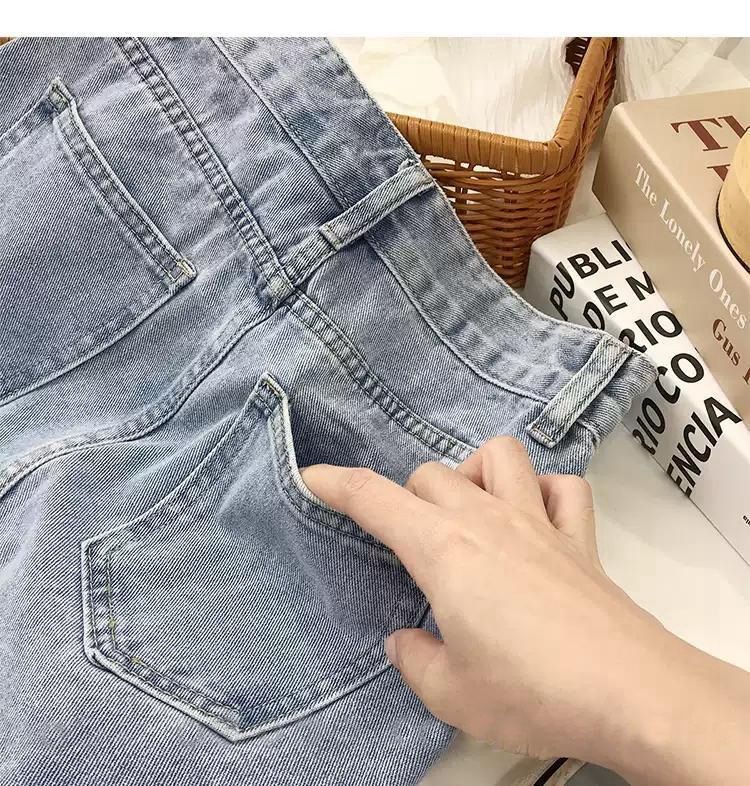 Vita alta e denim piccolo A-line a metà per le donne nell'estate del 2024, nuovo famoso spacco dimagrante avvolto su Internet_voghion.com